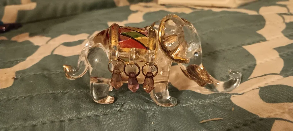 Crystal Elephant Figurine with Beaded Accents