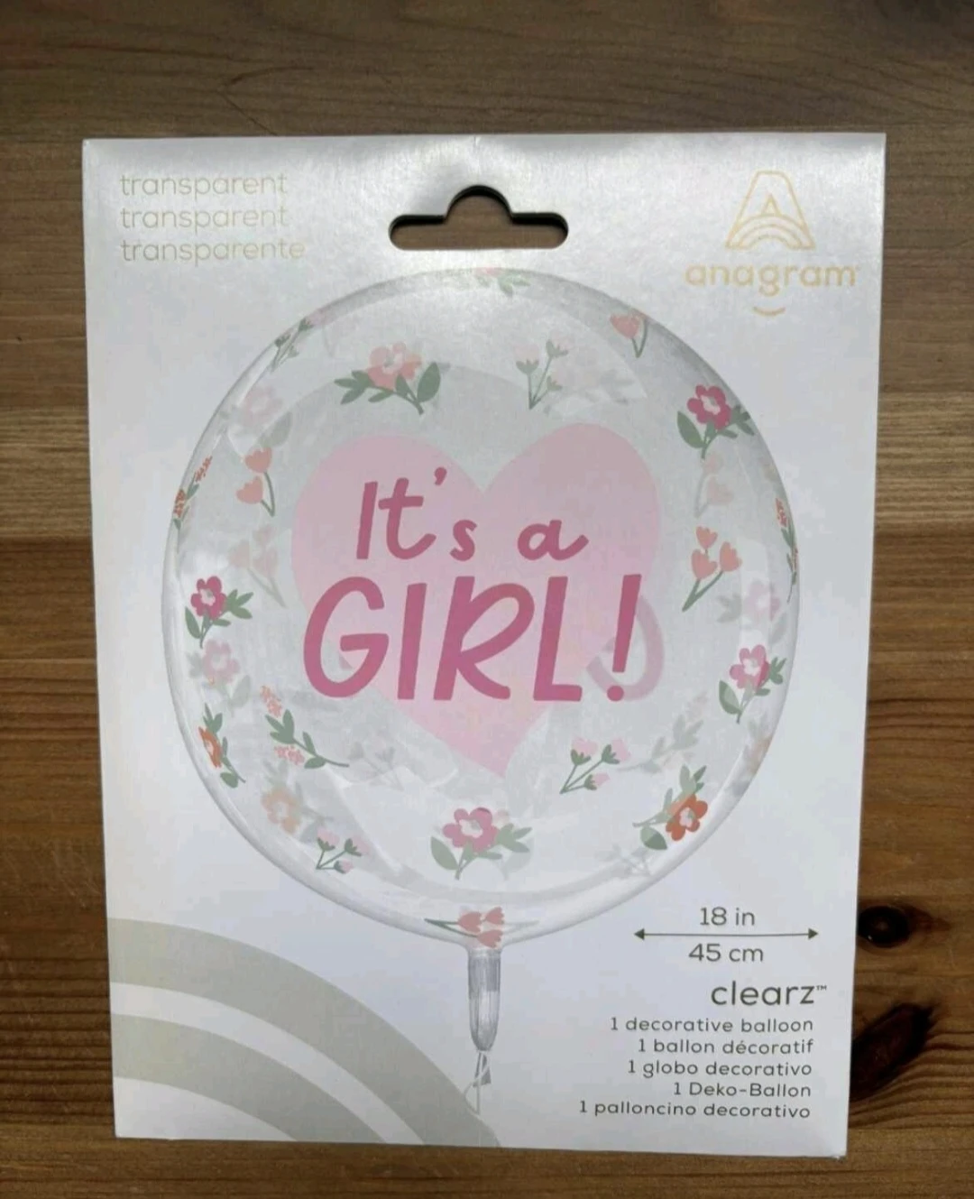 Anagram Clearz "It's a Girl!" Balloon - 18 inch
