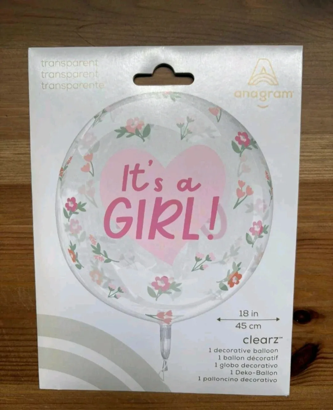 Anagram Clearz "It's a Girl!" Balloon - 18 inch