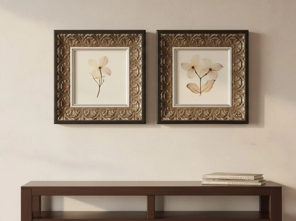 Beautiful Framed Floral Wall Art - Set of 2.