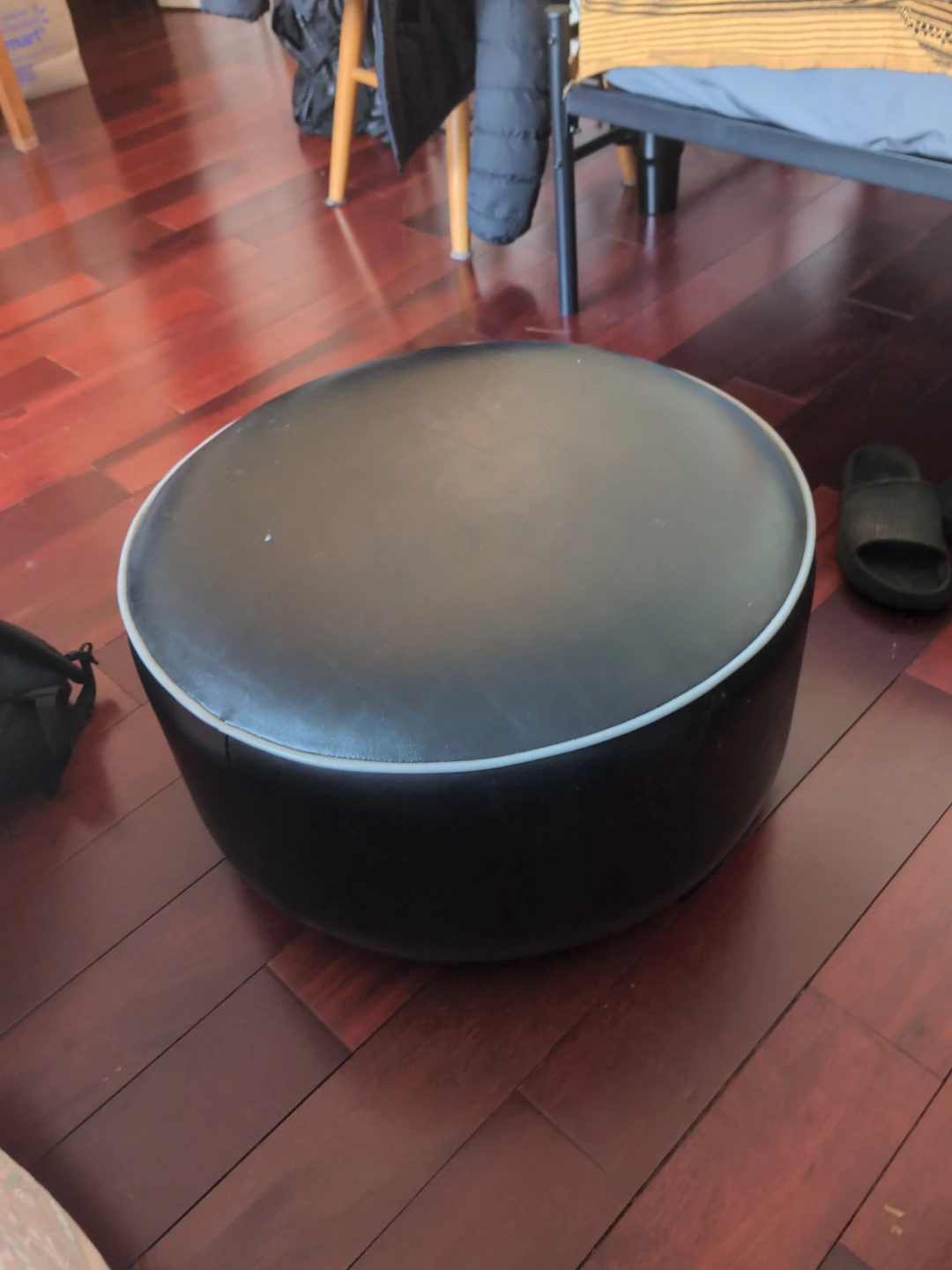 Black Round Ottoman Footstool - photo 2
