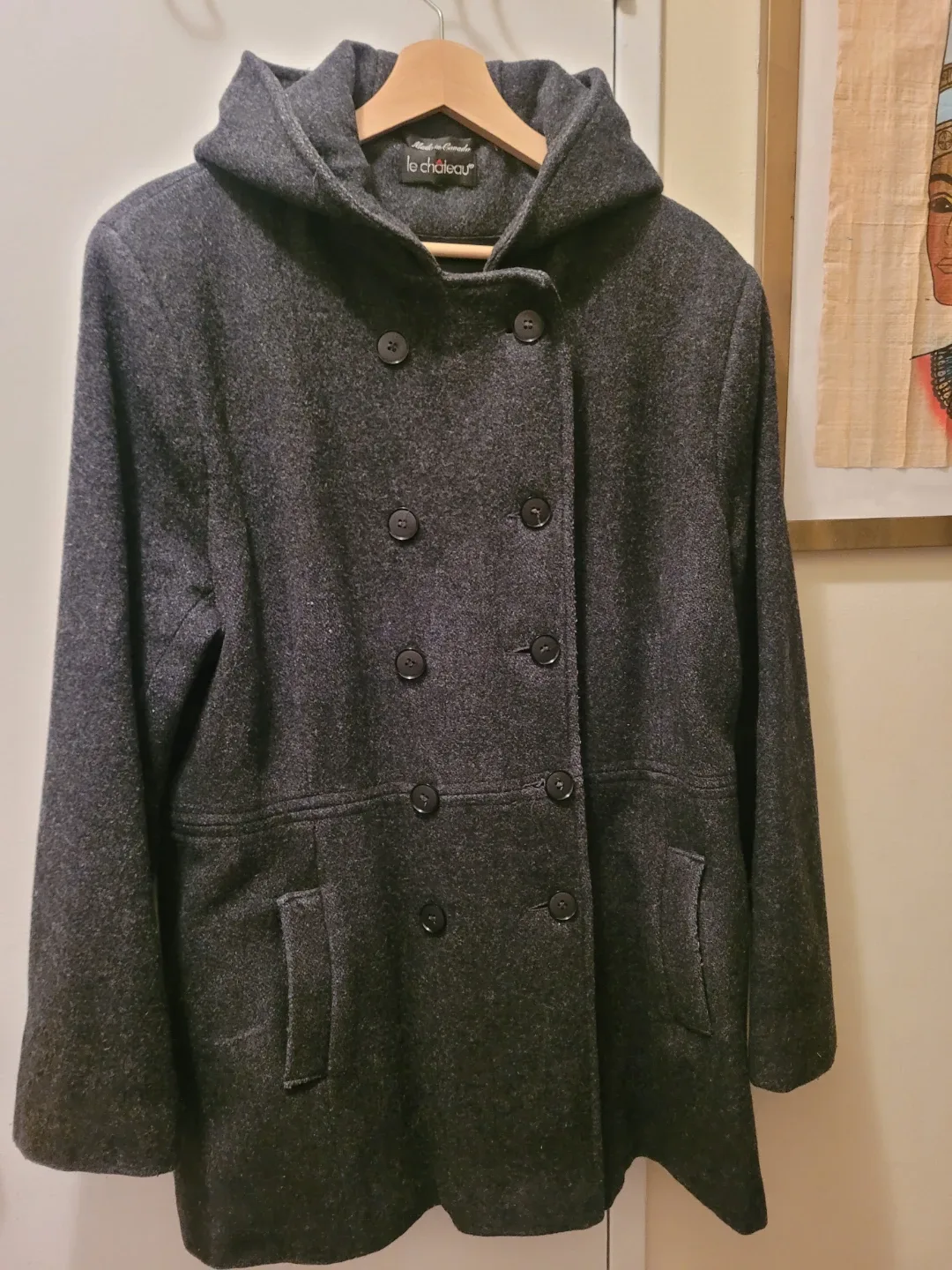 Le Chateau Wool Blend Pea Coat - Grey# clearout ♻️