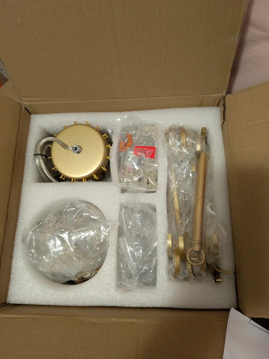 Peskoe 18" Gold Crystal Chandelier image indicator(7)