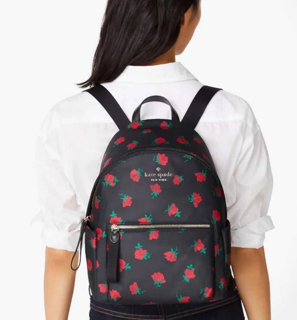 Kate Spade Black Floral Backpack image indicator(2)
