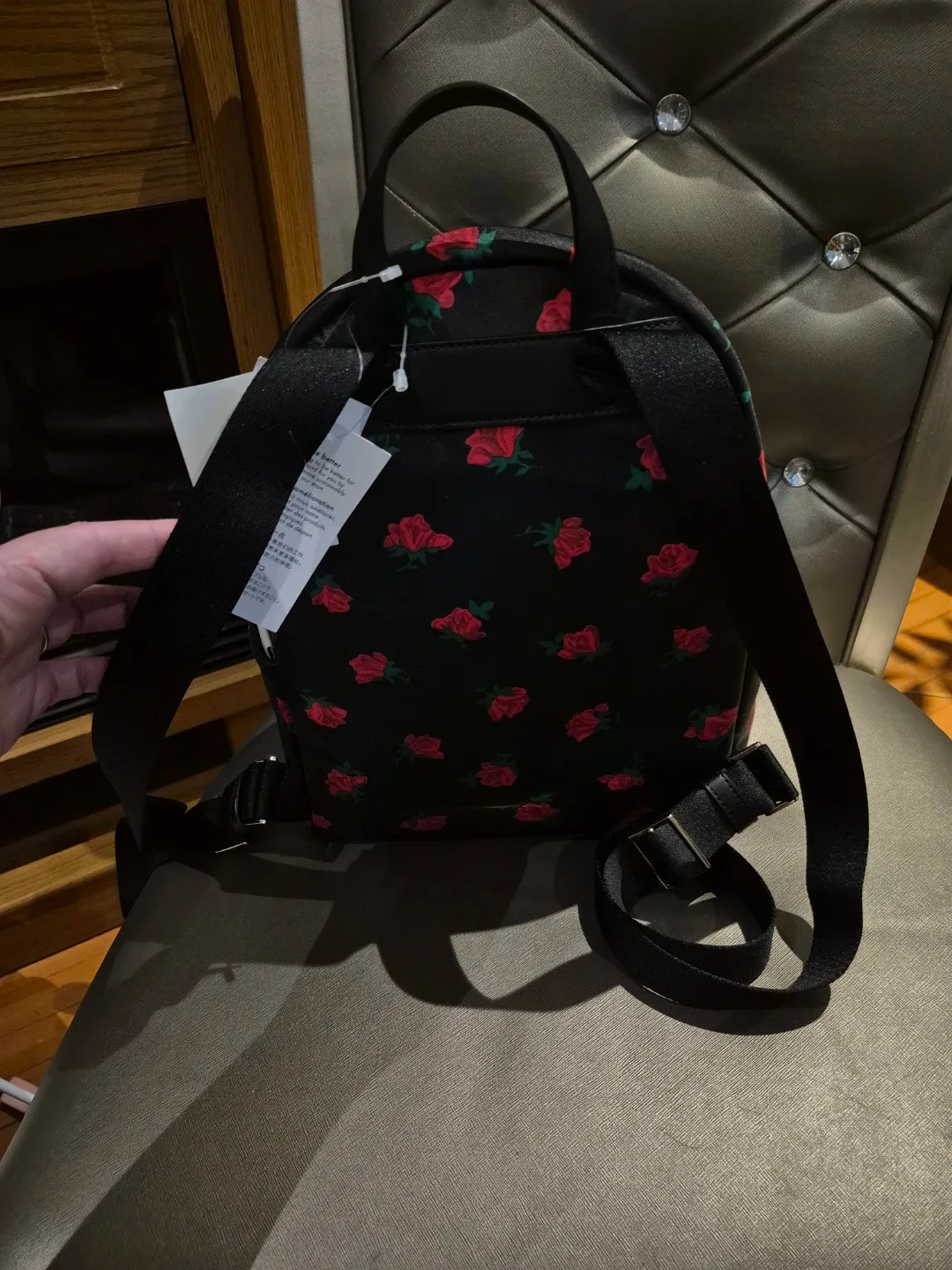 Kate Spade Black Floral Backpack image indicator(6)