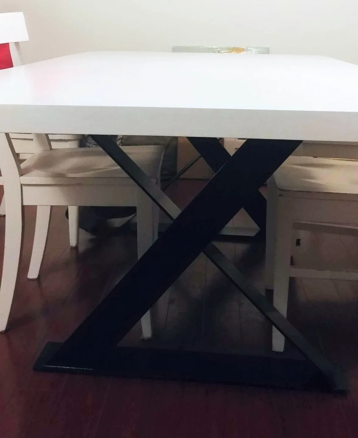 Solid wood Dining Table with metal X-Base