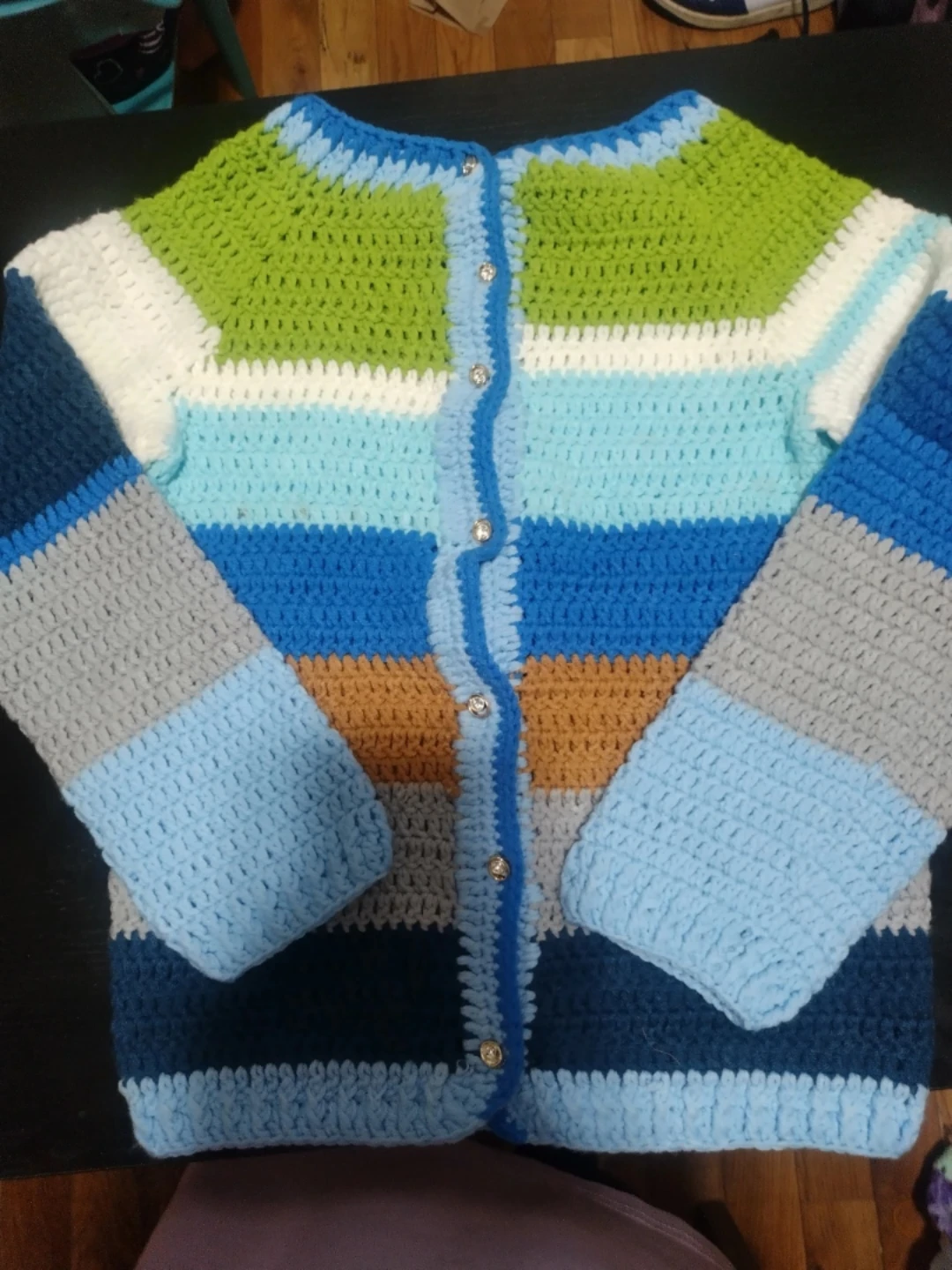 Handmade Crocheted Sweater - Colorful & Cozy