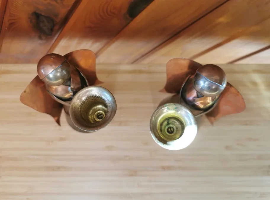 Set Of 2 Vintage Brass Copper Angel Candle Holders image indicator(6)