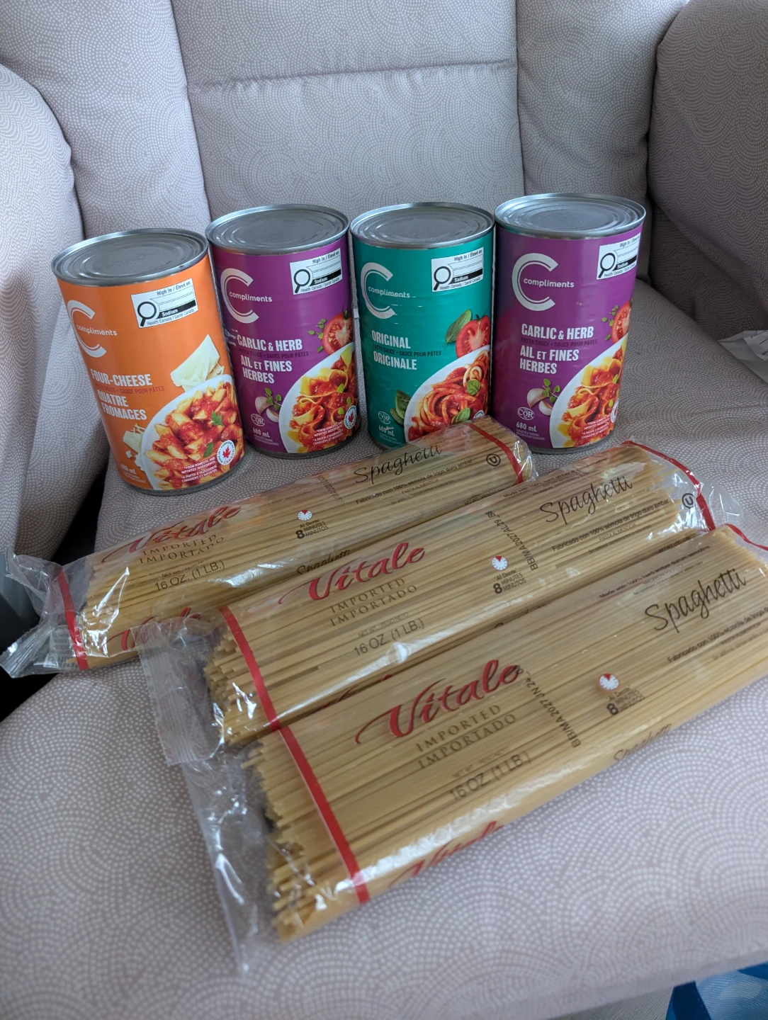 Compliments Canned Pasta Sauce & Vitale Spaghetti