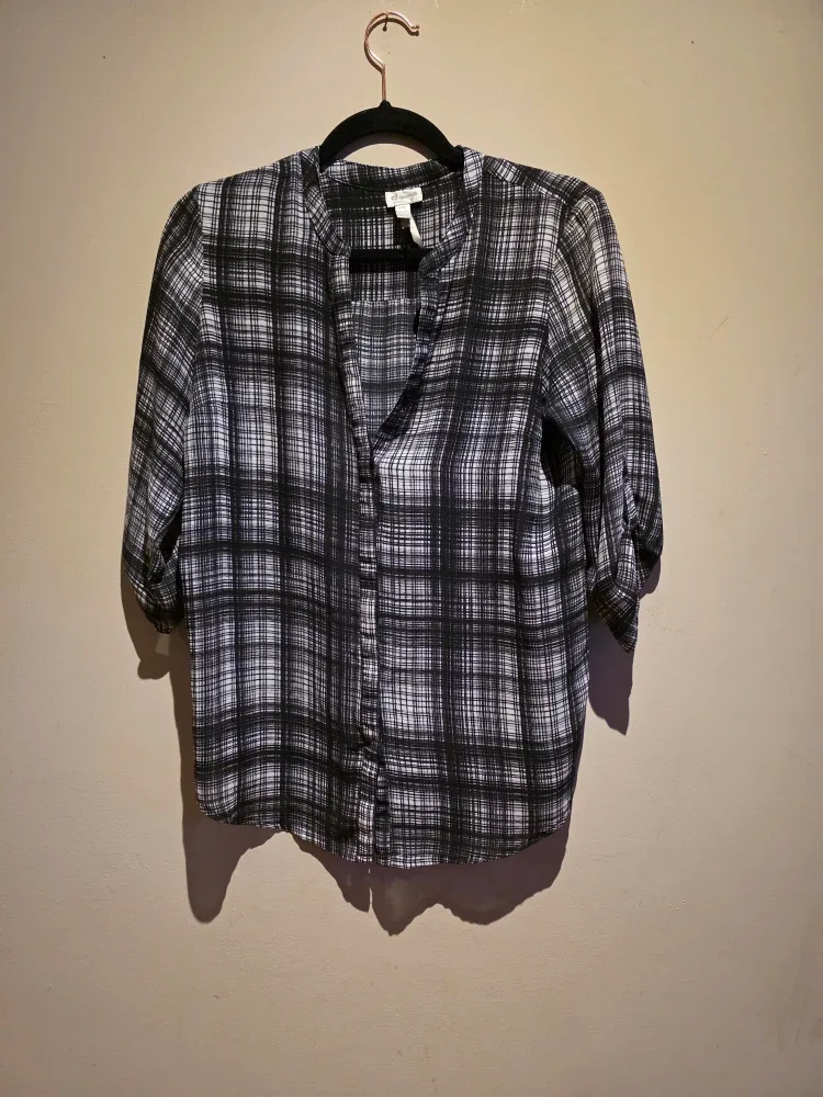 Dynamite Plaid Blouse - Size P/S