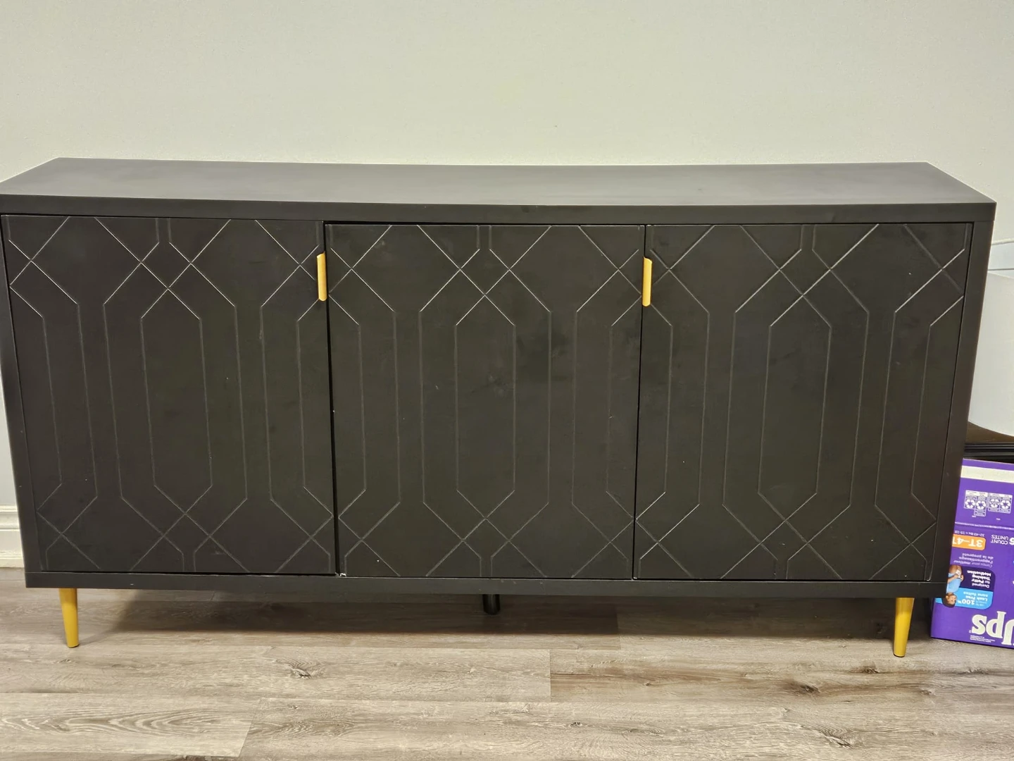 Black Accent Cabinet with Geometric Design - photo 2