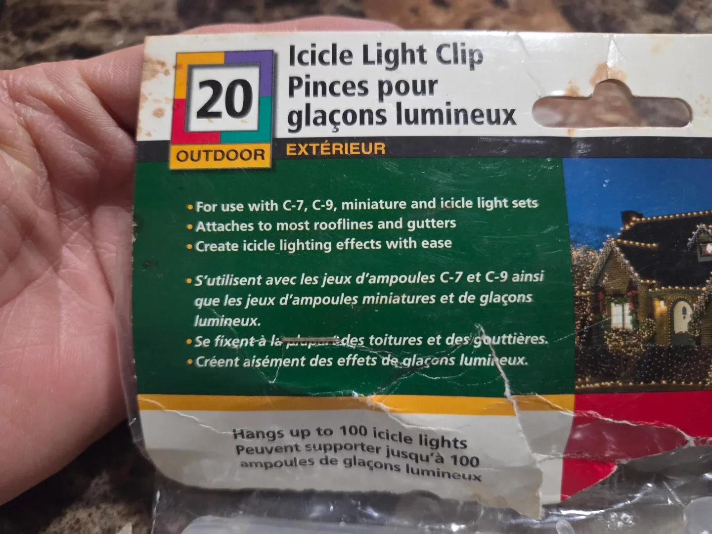 Brand New 20 Lites Up Icicle Light Clips For Gutters image indicator(2)