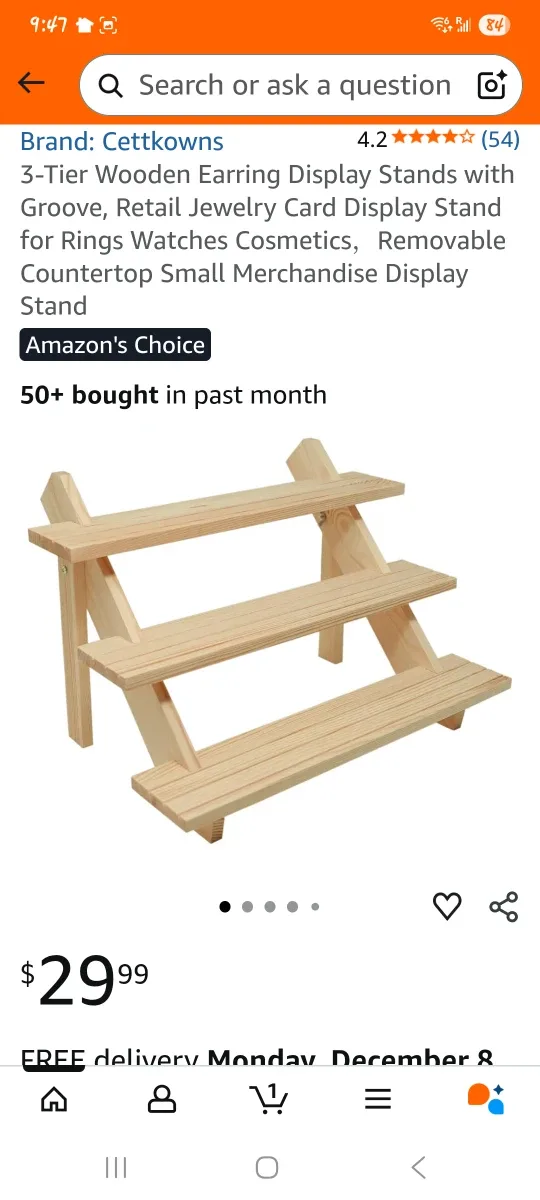 3-Tier Wooden Earring Display Stand