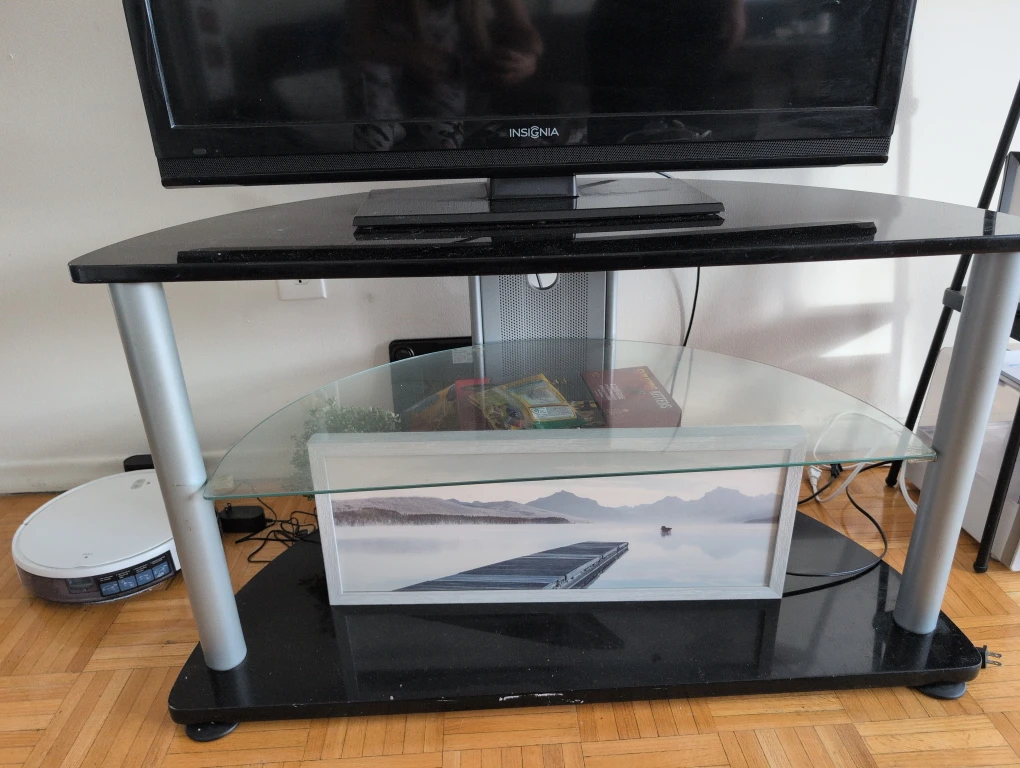 Corner TV Stand - Black & Silver
