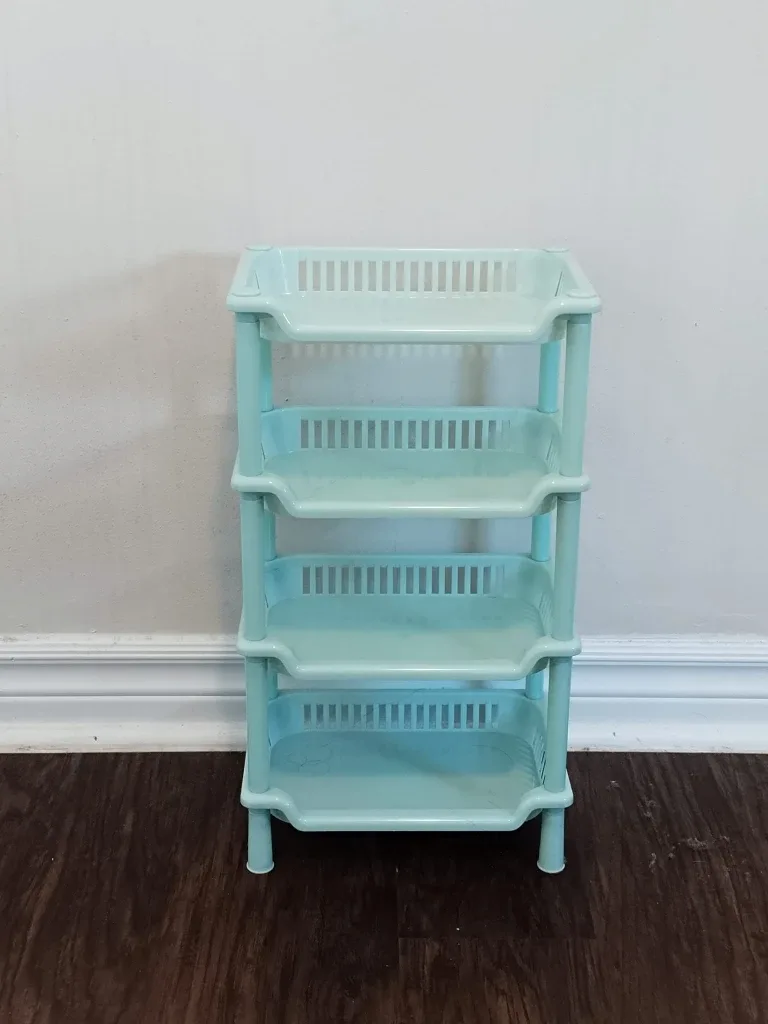 Mint Green Plastic 4-Tier Shelf