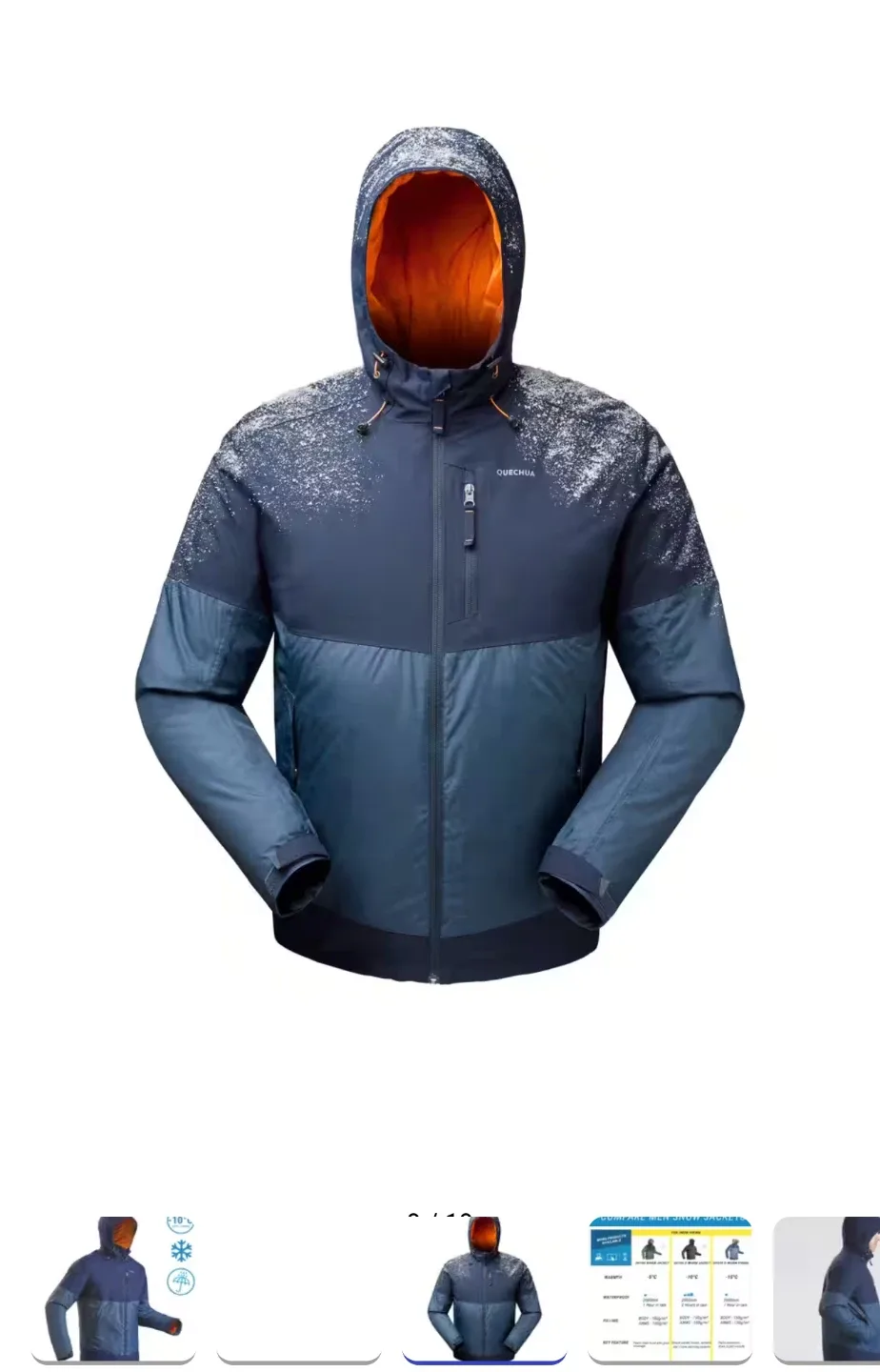 Quechua SH500 U-Warm Waterproof Winter Jacket - Blue