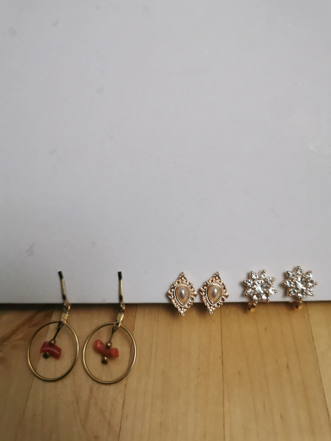 Set of 3 Clip-on Earrings - Gold Tone