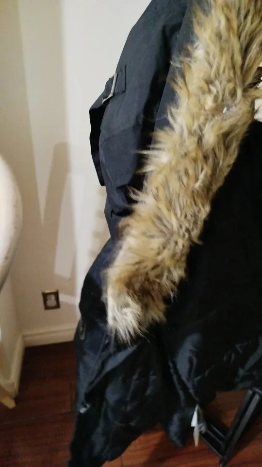 Black Winter Jacket with Faux Fur Trim