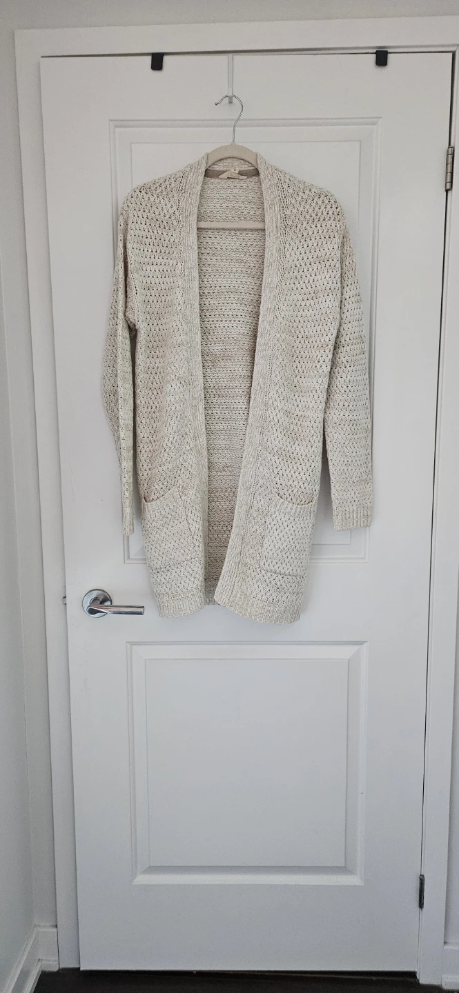 Cream Knit Cardigan with Pockets, Size Medium
