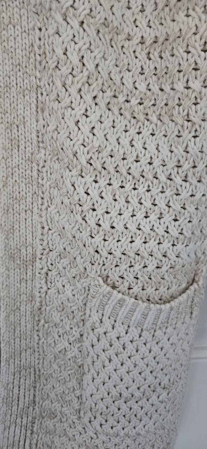 Cream Knit Cardigan with Pockets, Size Medium - photo 3