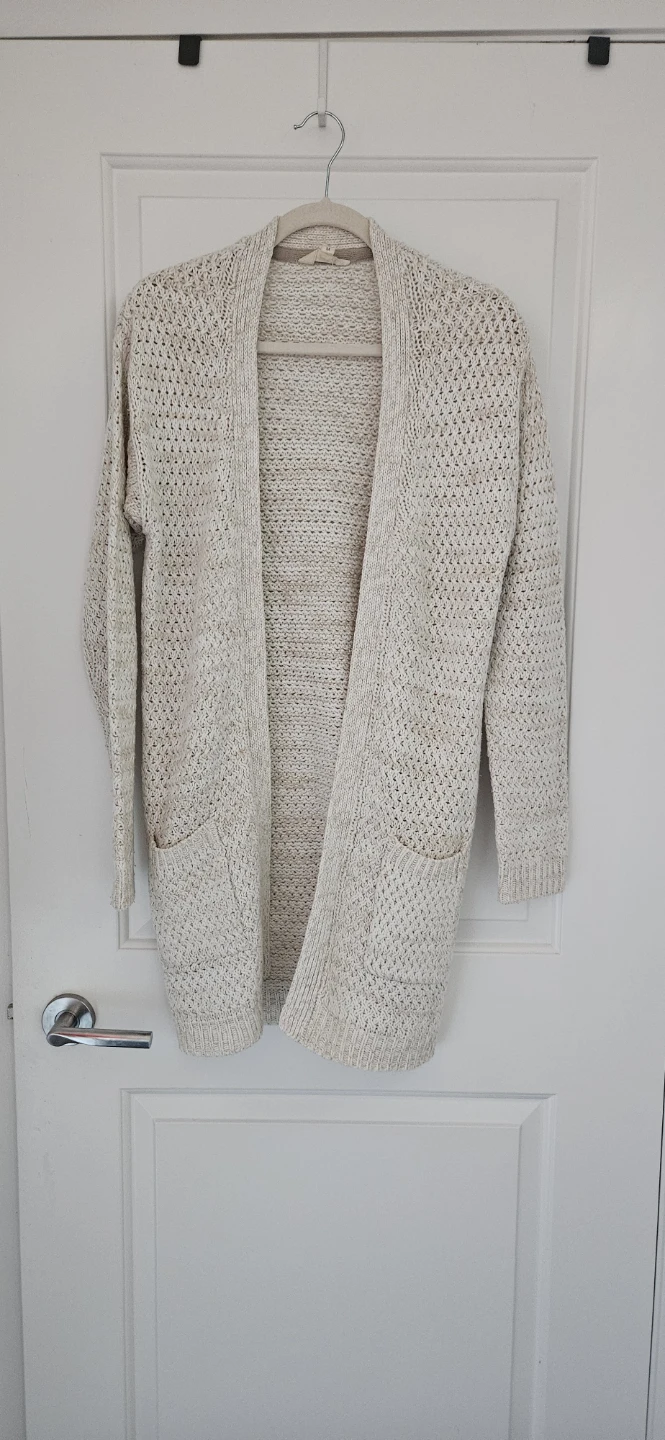 Cream Knit Cardigan with Pockets, Size Medium - photo 4