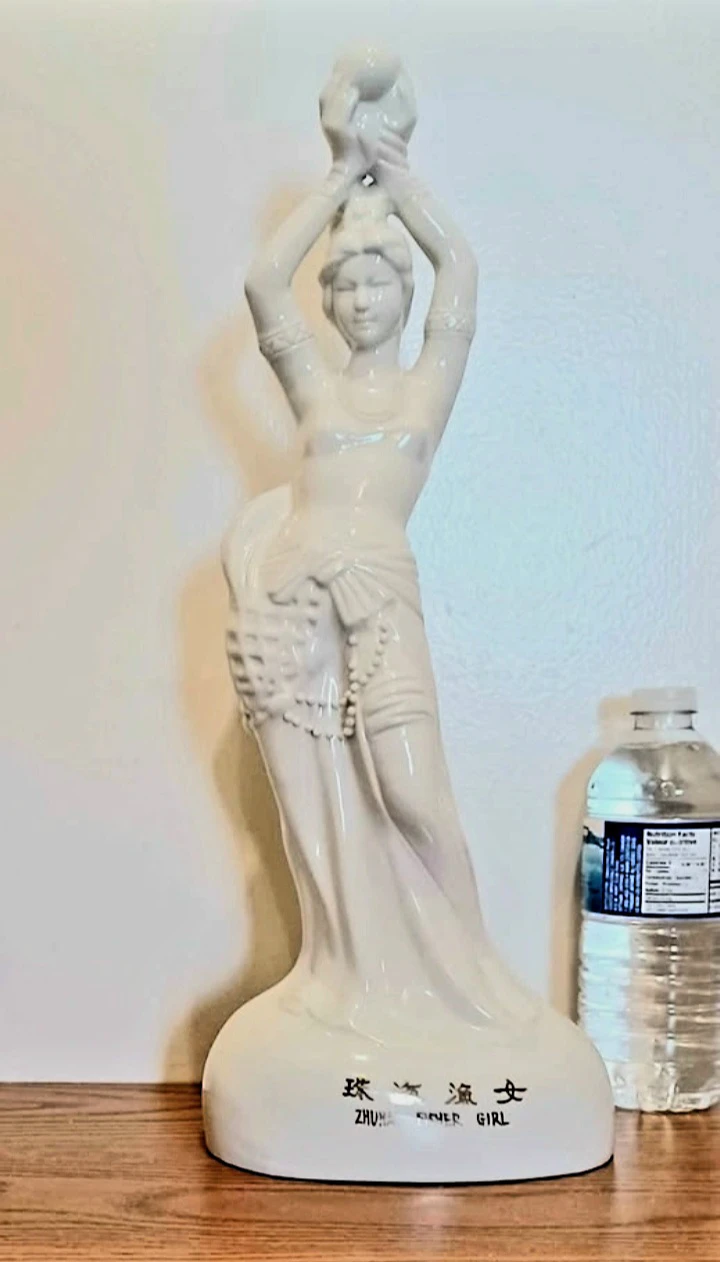 17.50" Zhuai Fisher Girl Porcelain Chinese Statue