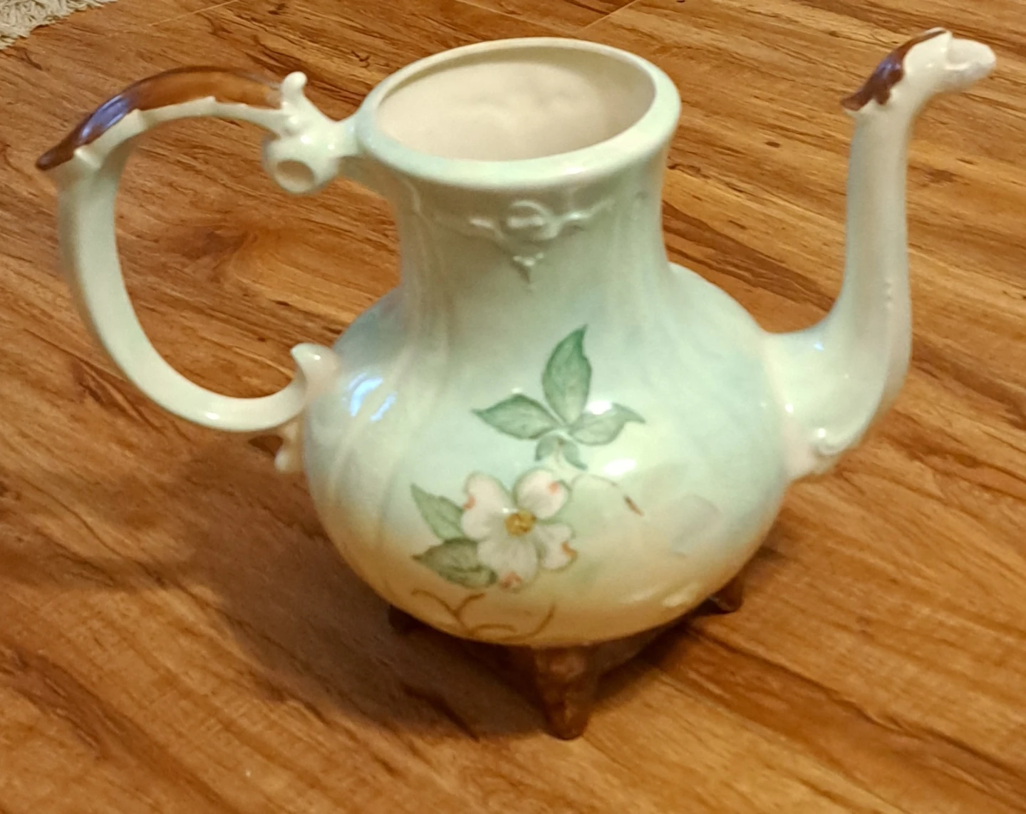 Vintage Ceramic Teapot with Dogwood Design