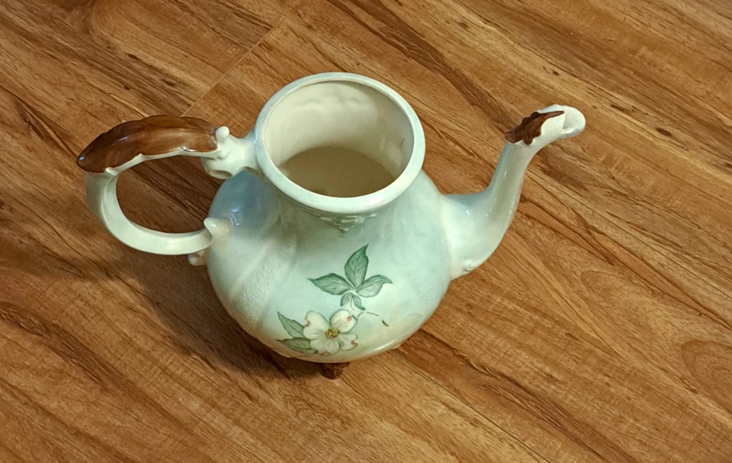 Vintage Ceramic Teapot with Dogwood Design - photo 2
