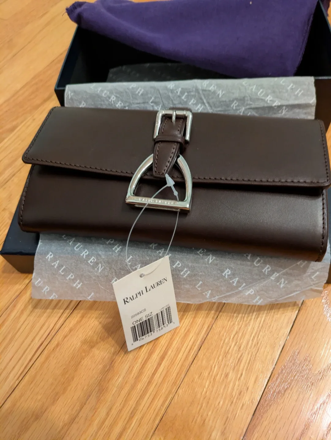 #cleanout#Ralph Lauren Brown Leather Clutch Purse - New in Box image indicator(5)