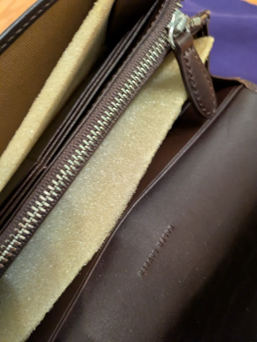 #cleanout#Ralph Lauren Brown Leather Clutch Purse - New in Box image indicator(6)