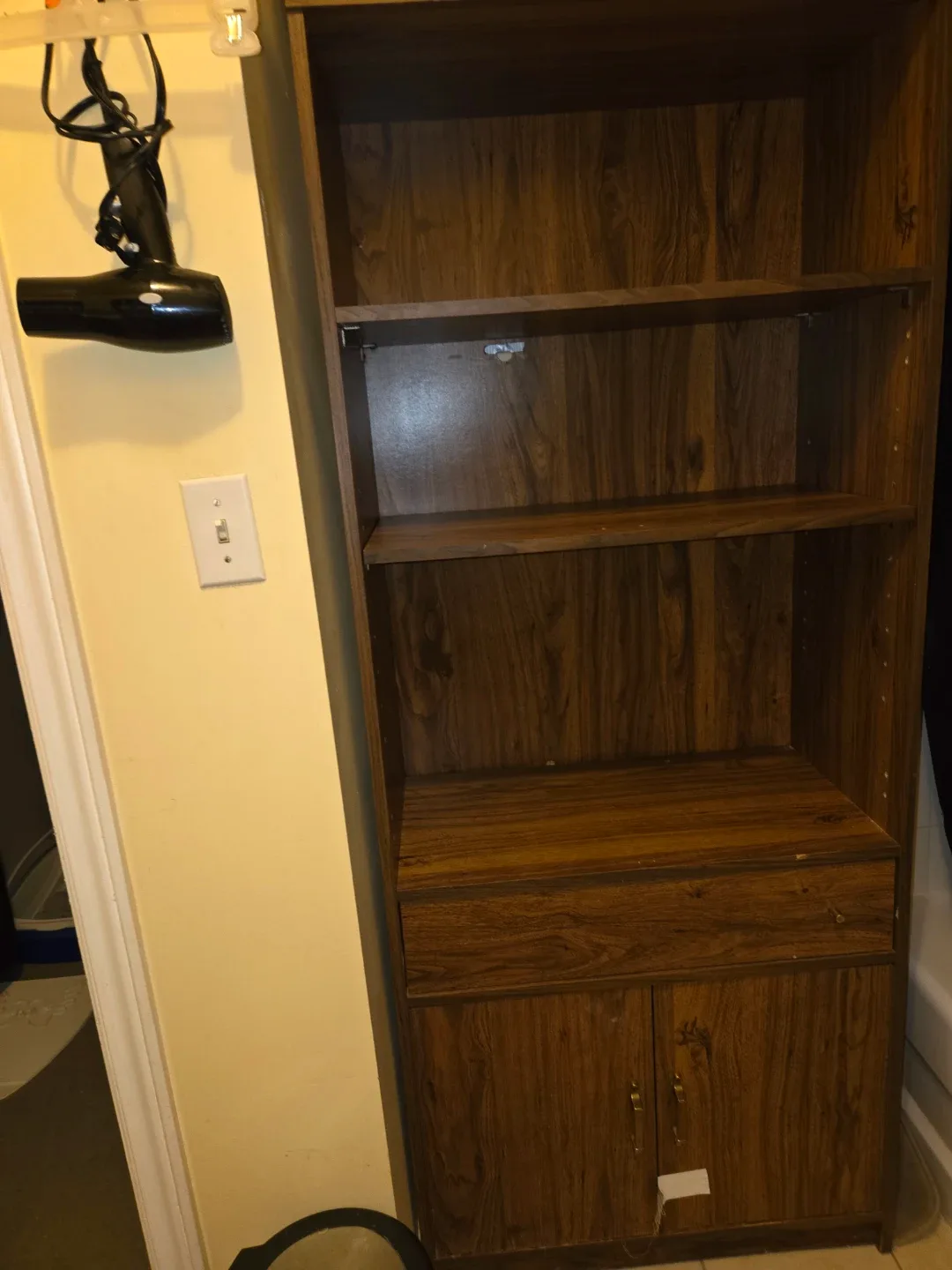 Wood-look Bookcase with Storage