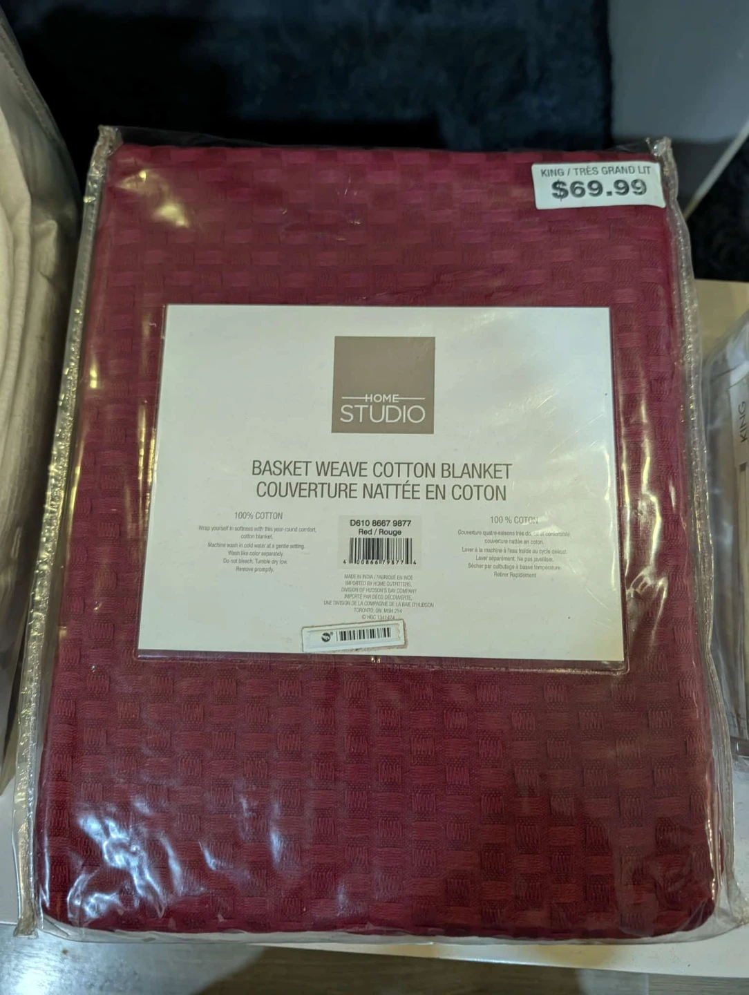 Home Studio Basket Weave Cotton Blanket - King Size