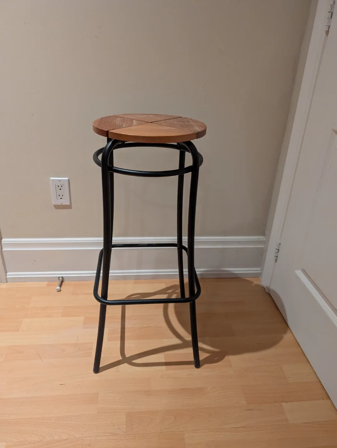 IKEA Wood & Black Metal Bar Stool