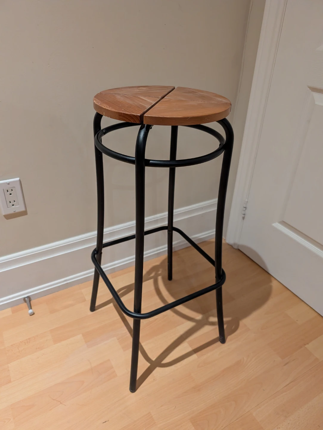 IKEA Wood & Black Metal Bar Stool - photo 2