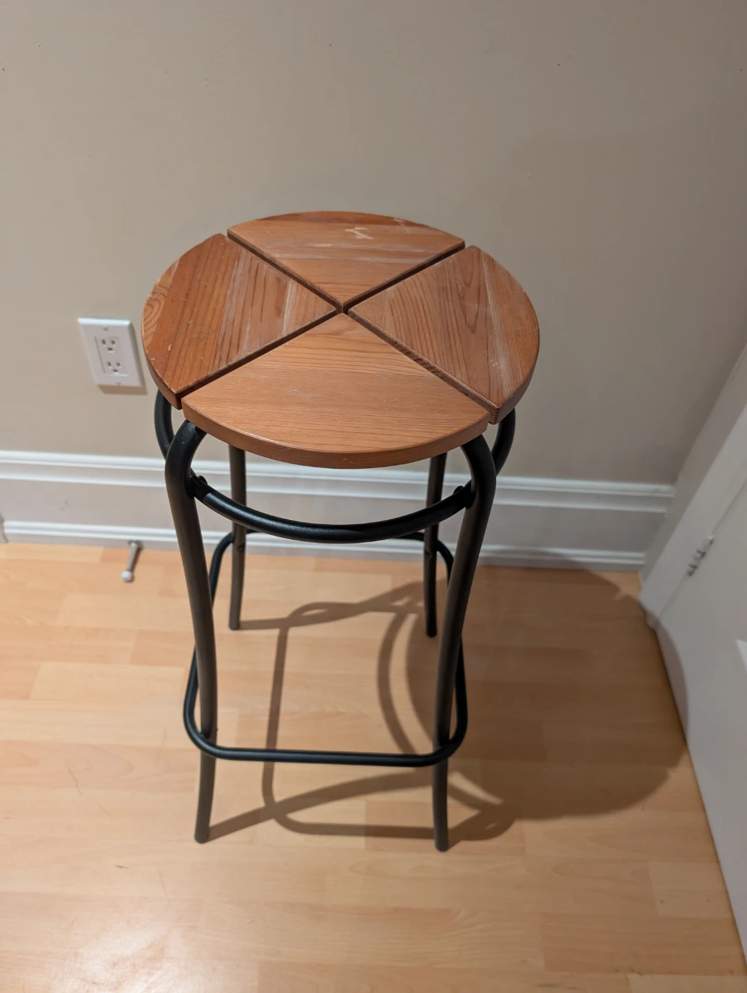 IKEA Wood & Black Metal Bar Stool - photo 3