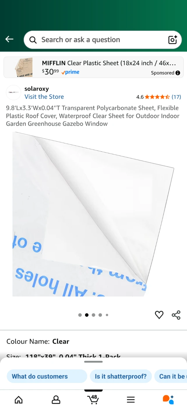 9.8’Lx3.3’Wx0.04’'T Transparent Polycarbonate Sheet - photo 2