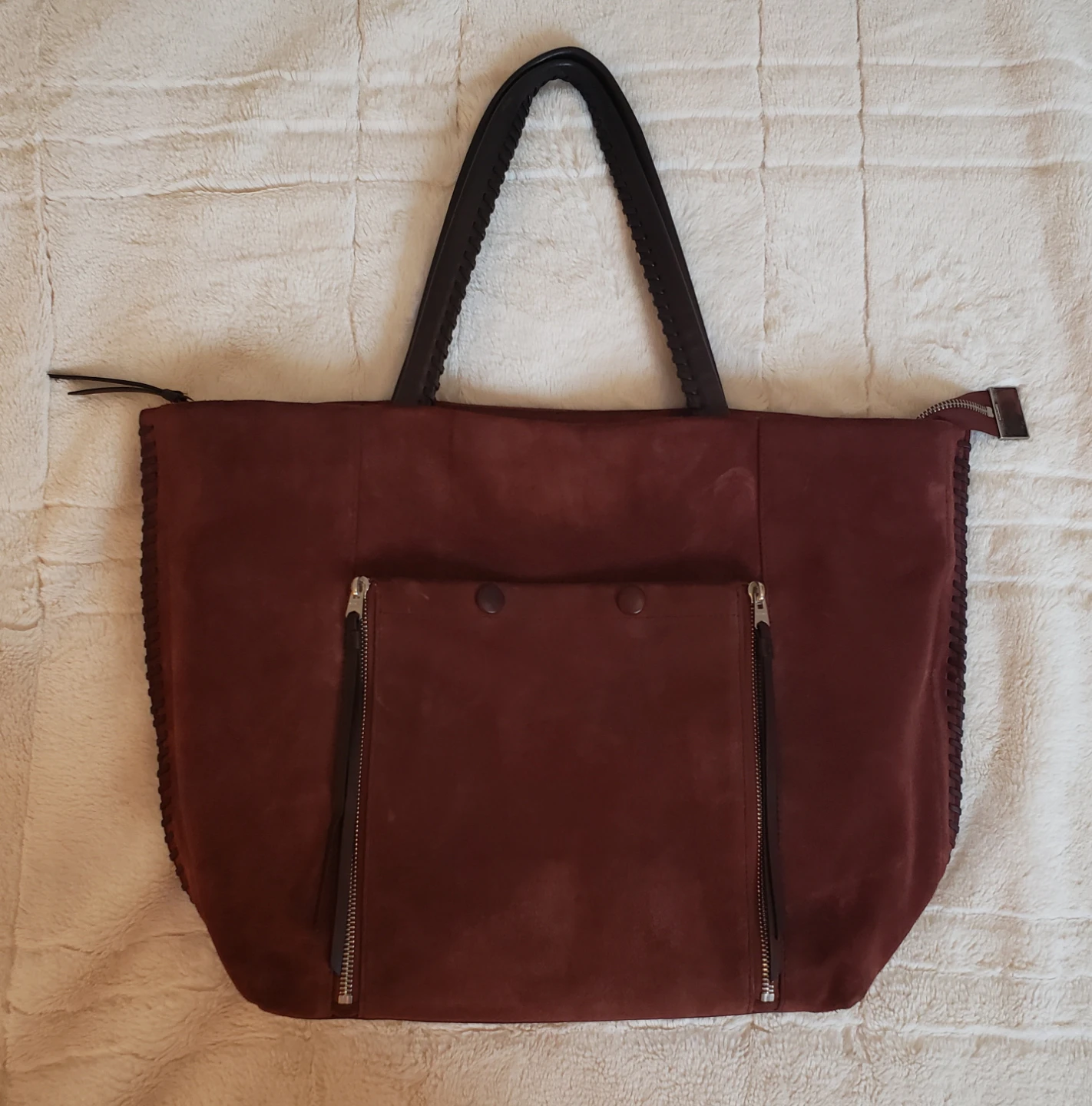 Allsaints Brown Suede Tote Bag