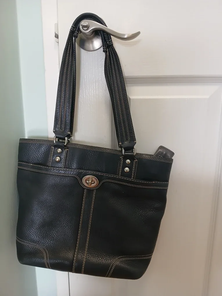 Coach Black Leather Tote Bag