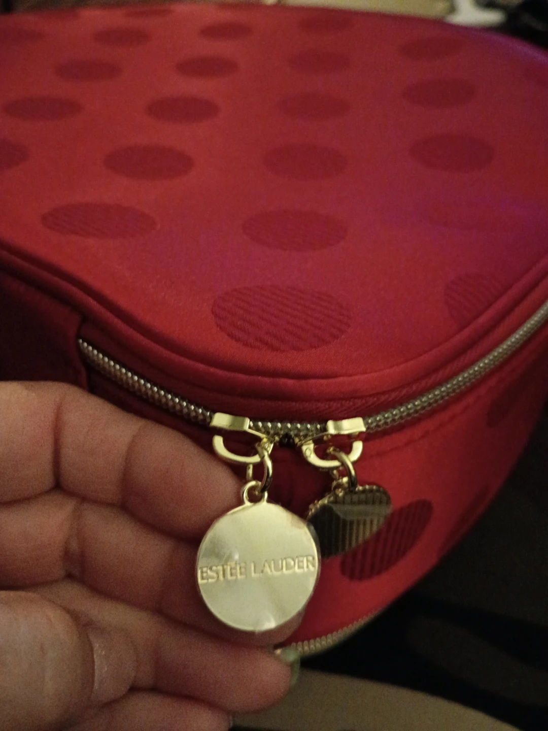 Estee Lauder Red Polka Dot Cosmetic Bag