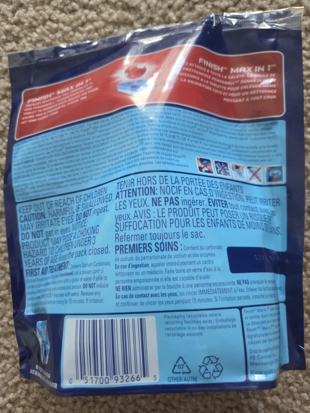 Finish Powerball Max in 1 Dishwasher Tabs, 14 count - photo 2