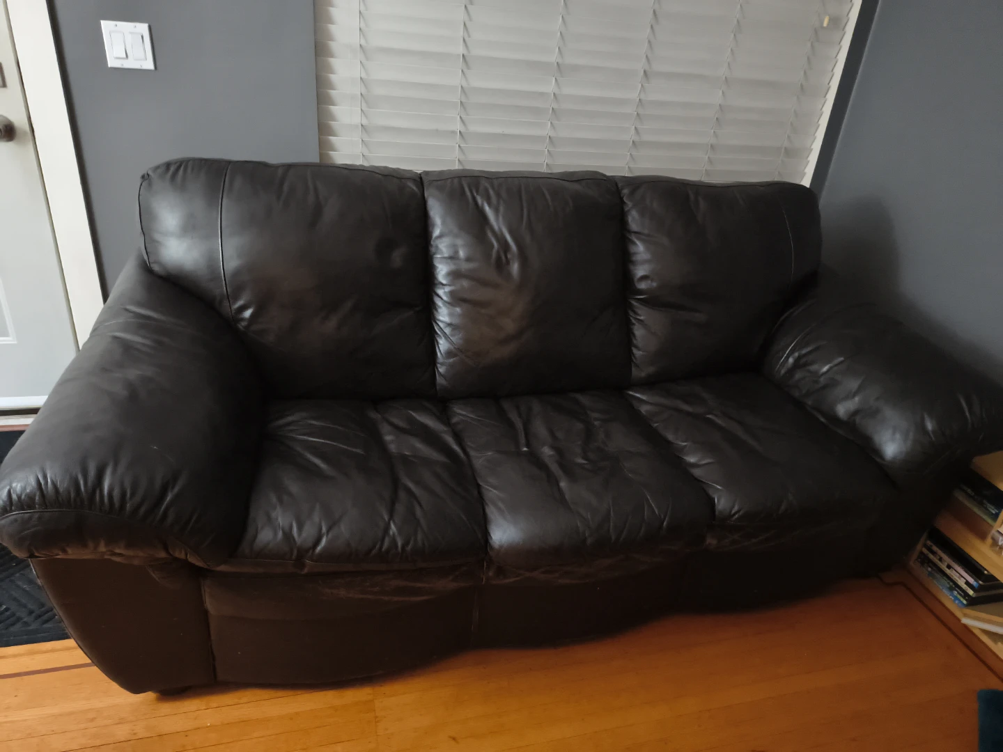 Leather Sofa and Loveseat Set - Black 1 - photo 4