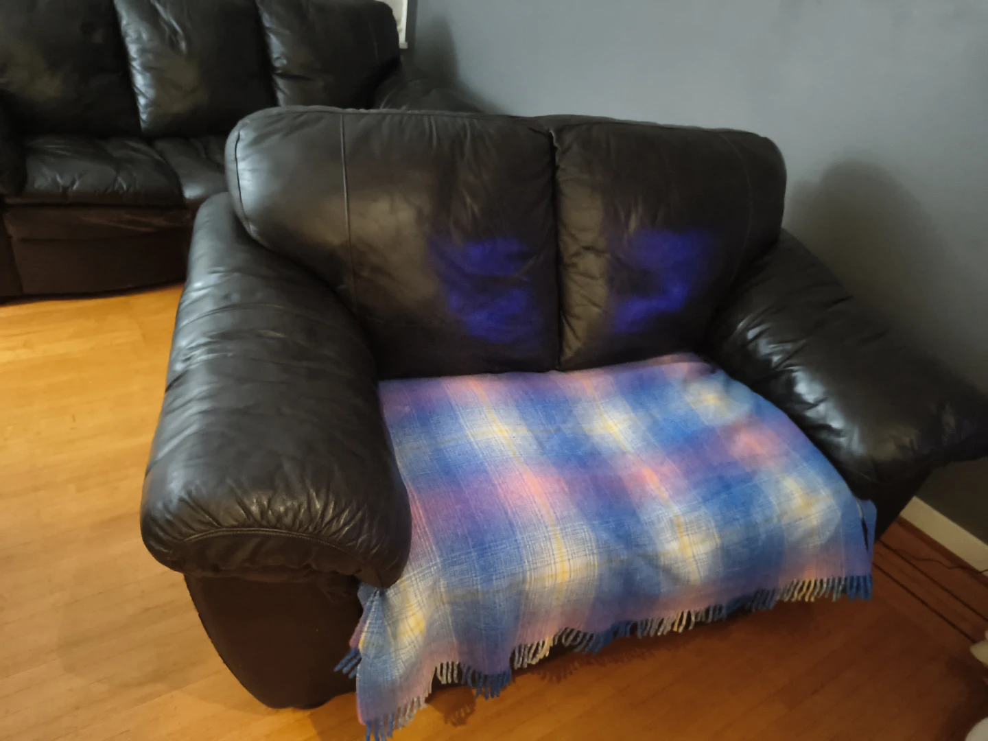 Leather Sofa and Loveseat Set - Black 1 - photo 5