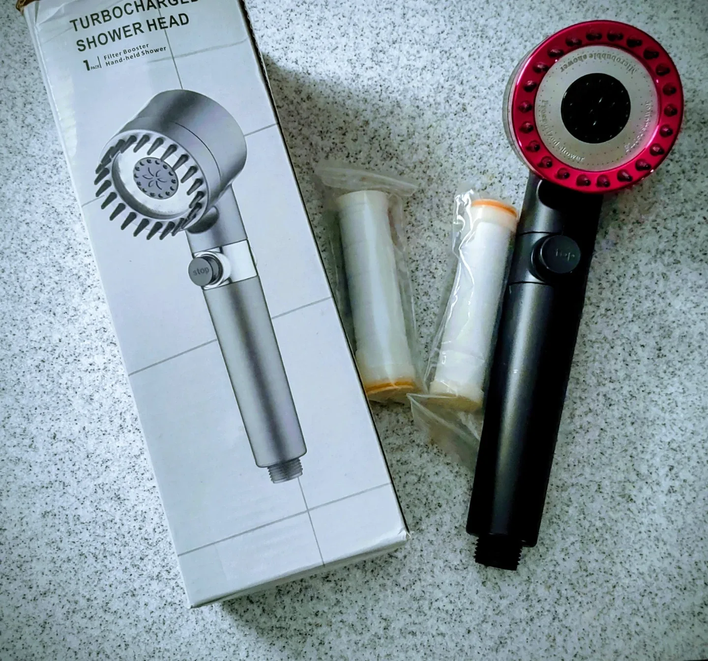 (NEW)  Filter Shower Head with 2 filters  - Handheld -#Cleanout