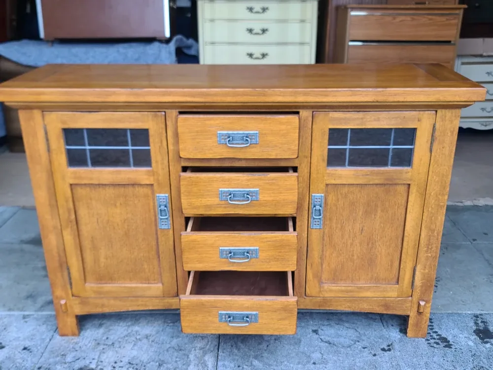 Wooden Cabinet with Drawers & Glass Doors image indicator(5)
