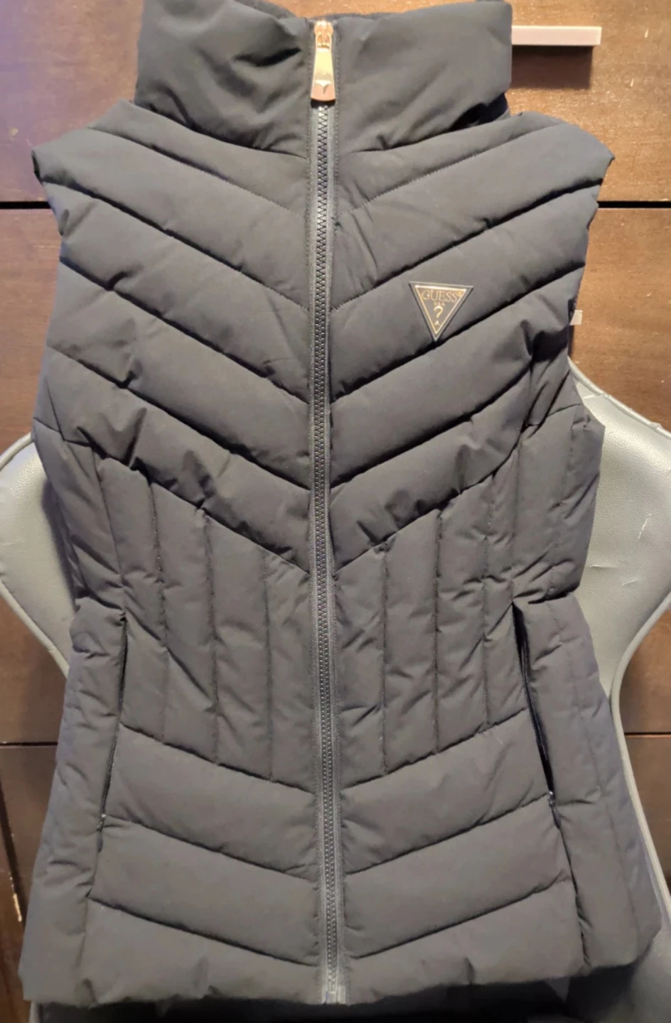 Guess Black Puffer Vest - Size Small