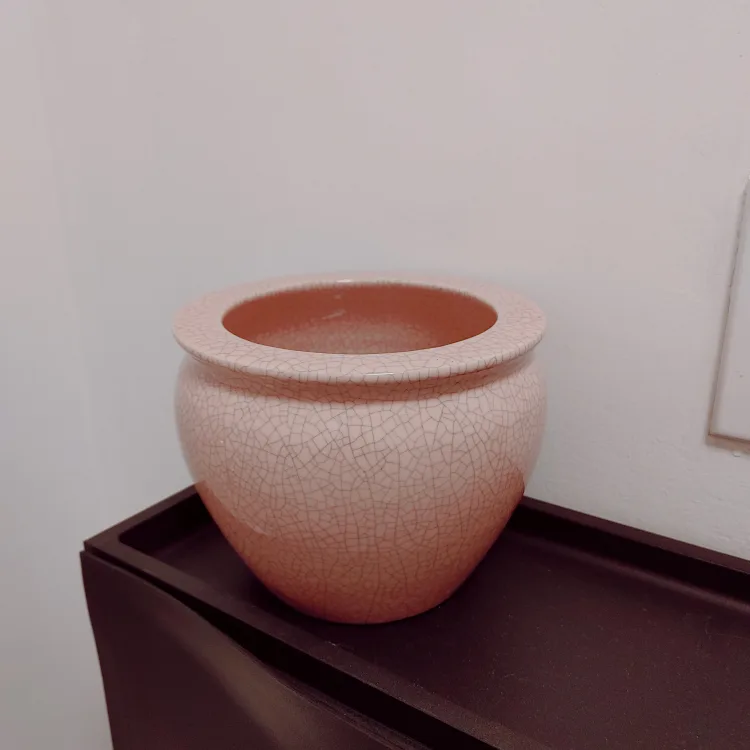 Pink Crackle Glaze Ceramic Planter