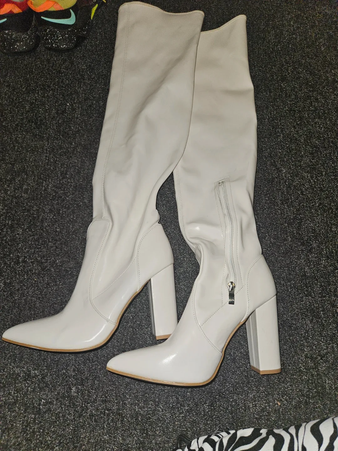 White Thigh High Boots Size 6.5