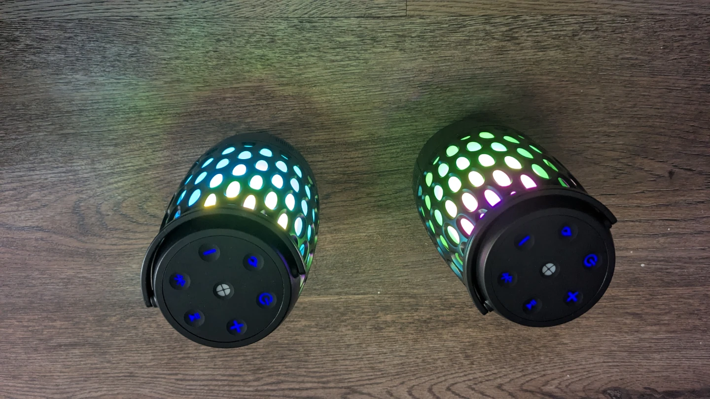 Pair of Wireless Speakers with LED Flame Ambient Light - photo 2