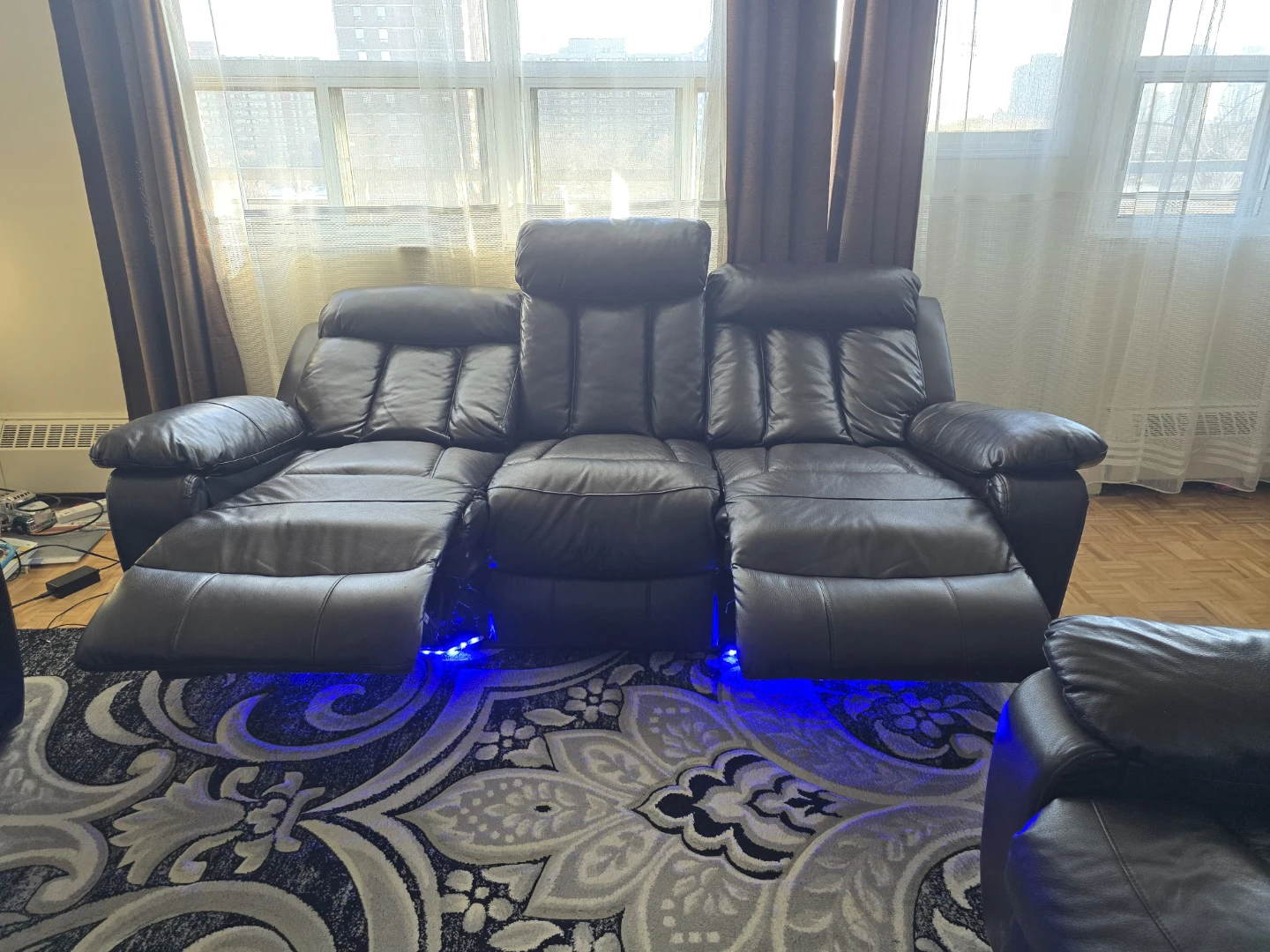 Leather Reclining Sofa Set - Like New! - photo 4
