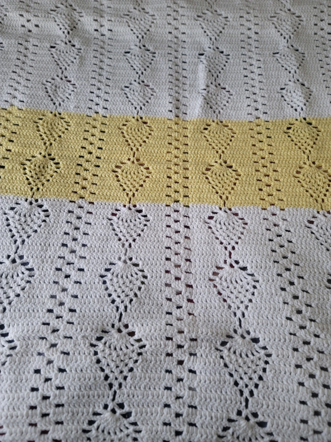 Handmade Crocheted Blanket - Yellow and White 40" × 60"